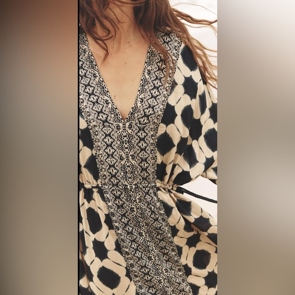 Zara Printed Caftan Maxi Dress – Sequin Detail – XS-S – NWT - Picture 4 of 15